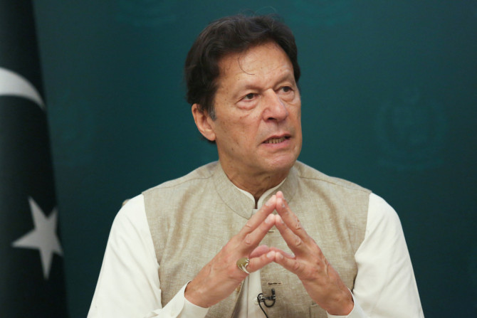 Pakistan's Prime Minister Imran Khan speaks during an interview with Reuters in Islamabad,