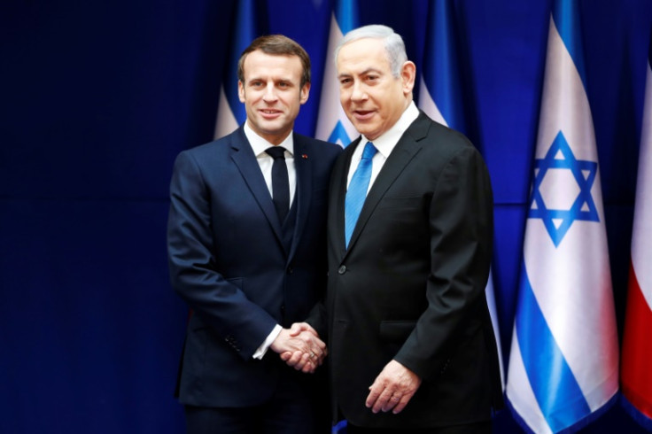 Netanyahu (R) hopes to discuss Iran while Macron is concerned about the Israeli-Palestinian conflict