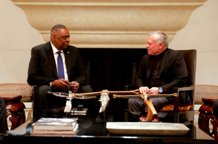 Pentagon chief Lloyd Austin holds talks with King Abdullah II of Jordan on Sunday ahead of his unannounced visit to neighbouring Iraq
