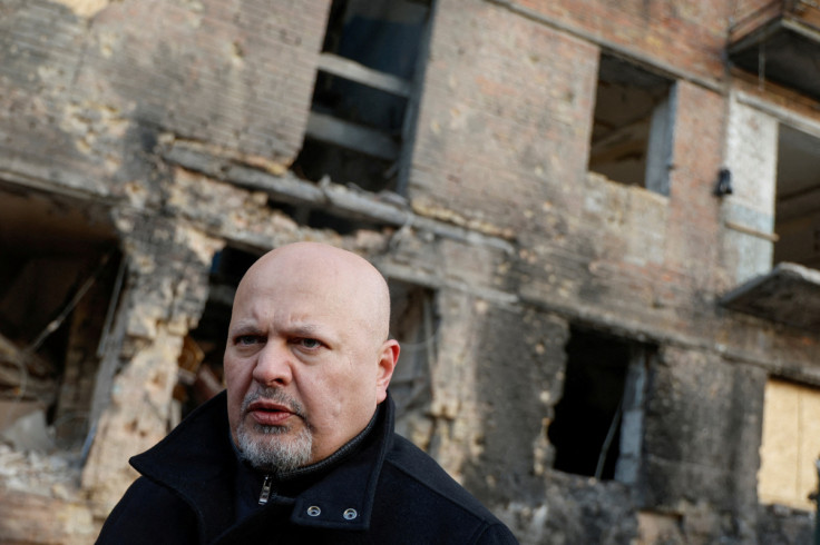 ICC Prosecutor Khan visits the site of a residential building damaged by a Russian missile strike in Vyshhorod