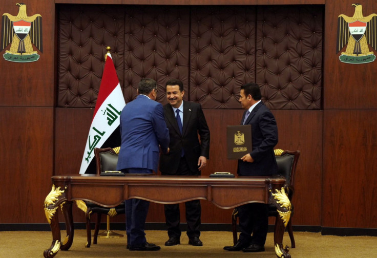 Iraq's National Security Adviser Qasim al-Araji meets with Iran's Supreme National Security Council secretary Ali Shamkhani, in Baghdad