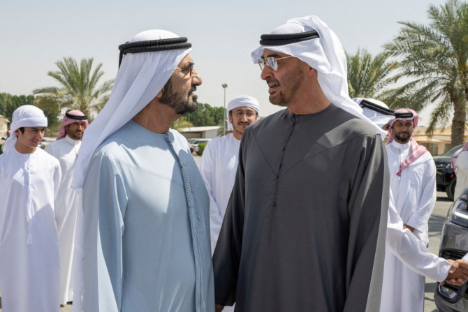 Sheikh Mohamed bin Zayed Al Nahyan and Sheikh Mohamed bin Rashid Al Maktoum attend lunch reception hosted by Sheikh Nasser bin Hamad Al Khalifa in Dubai