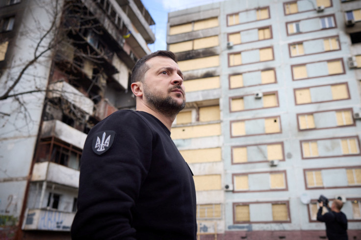 President Zelenskiy visits a site of a Russian missile strike in Zaporizhzhia