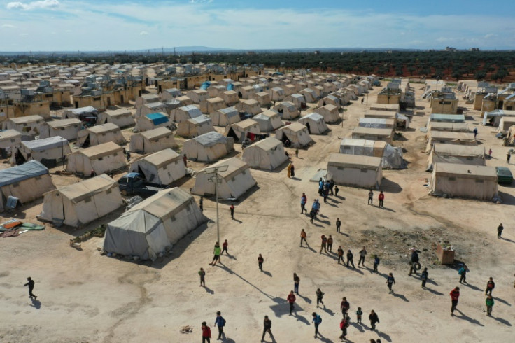 The Maram camp for the internally displaced in Syria's northwestern Idlib province, seen on March 7, 2023 during a vaccination campaign against cholera