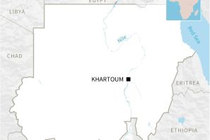 Map of Sudan locating the capital Khartoum.