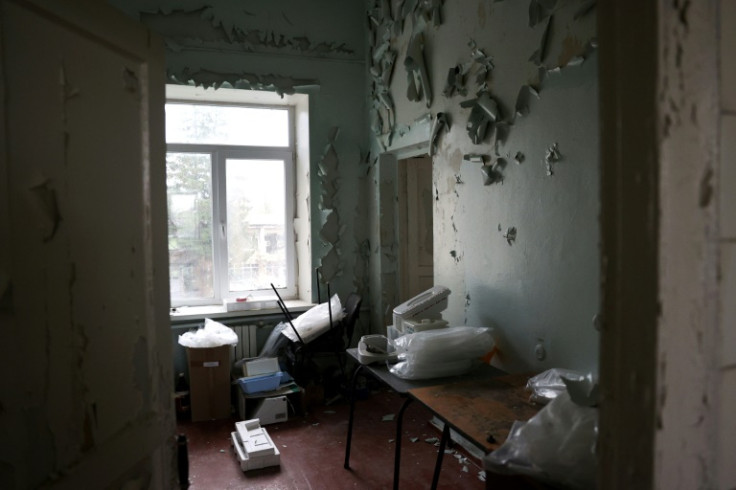A damaged room at a hospital in the town of Siversk