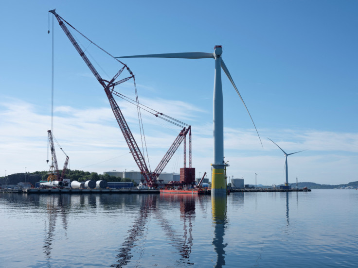 Hywind Tampen floating wind farm structures are being assembled at the Wergeland Base in Gulen