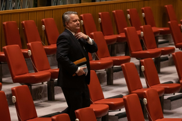 Ukrainian Ambassador to the UN Sergiy Kyslytsya steps into the Security Council chambers