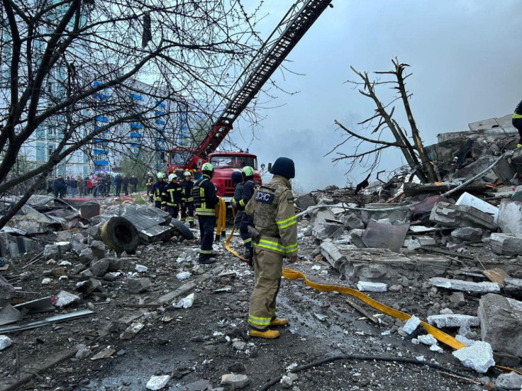 Aftermath of a Russian missile attack in Uman