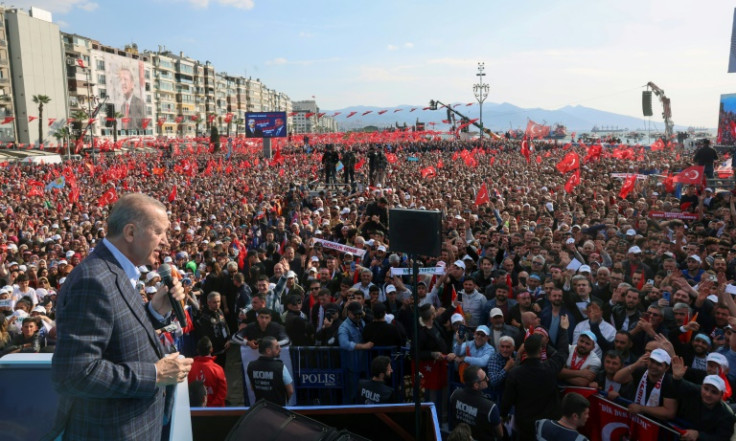 Turkish President Recep Tayyip Erdogan drew huge crowds in opposition-controlled Izmir on Saturday
