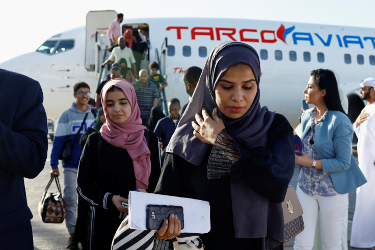 Emirati citizens and other nationals evacuated from Sudan to escape the conflict, arrive at Abu Dhabi airport