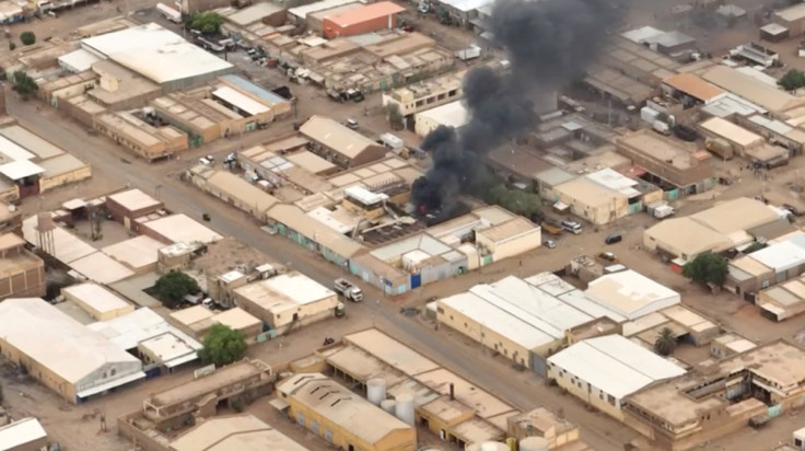 A view shows a fire at the industrial area given as Omdurman, Sudan