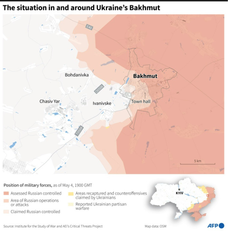 The situation in and around Ukraine's Bakhmut