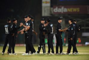 Sweep avoided: New Zealand celebrate their 47-run win over Pakistan