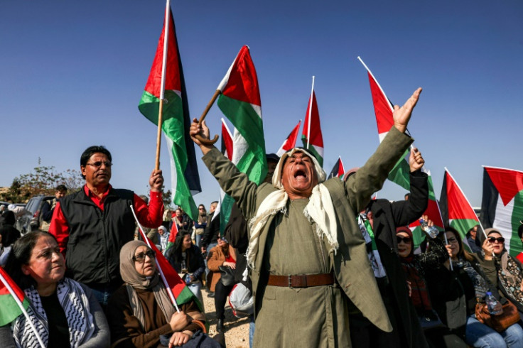 A demonstration in January, 2023 against the evacuation of Khan al-Ahmar, a Bedouin village slated for demolition since 2018