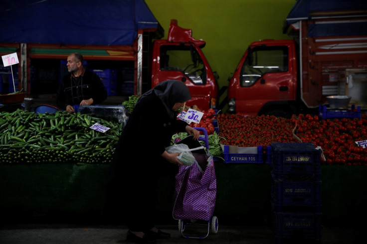 A woman shops at a fresh market in Istanbul