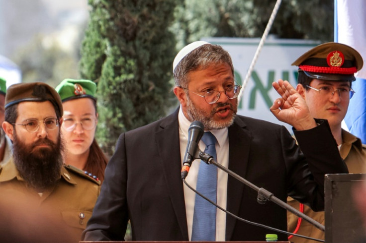 Israel's far-right National Security Minister Itamar Ben-Gvir (2nd-R) has a history of inflammatory remarks about Palestinians