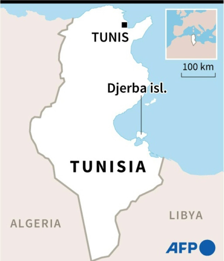 Map of Tunisia locating the island of Djerba where several people were shot dead at a synagogue in an attack carried out by a police officer