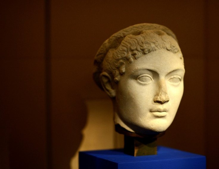 The head of a statue depicting Cleopatra