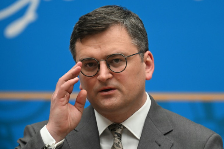 Ukrainian Foreign Minister Dmytro Kuleba speaks at a news conference in Guatemala City on May 11, 2023