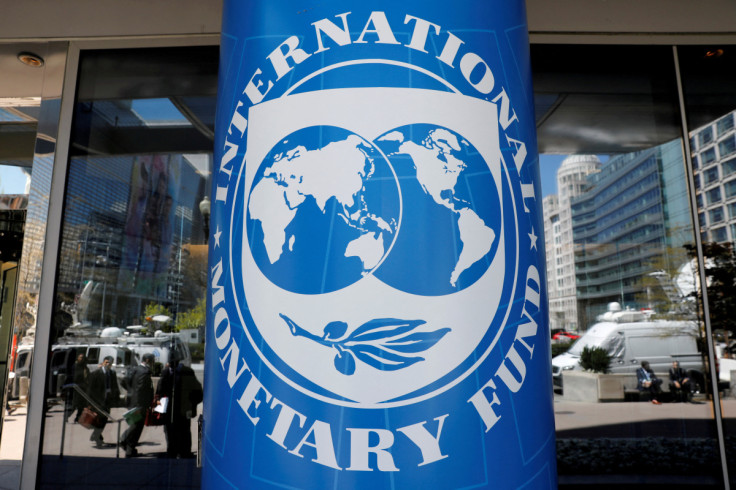 International Monetary Fund logo is seen outside the global lender's headquarters in Washington