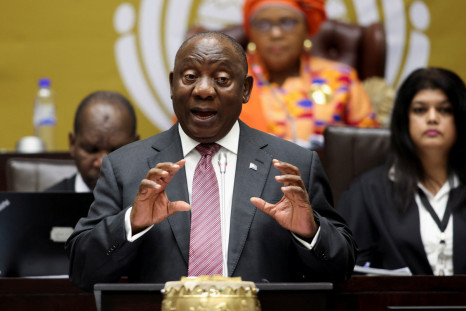 South African President Ramaphosa replies to questions in parliament in Cape Town