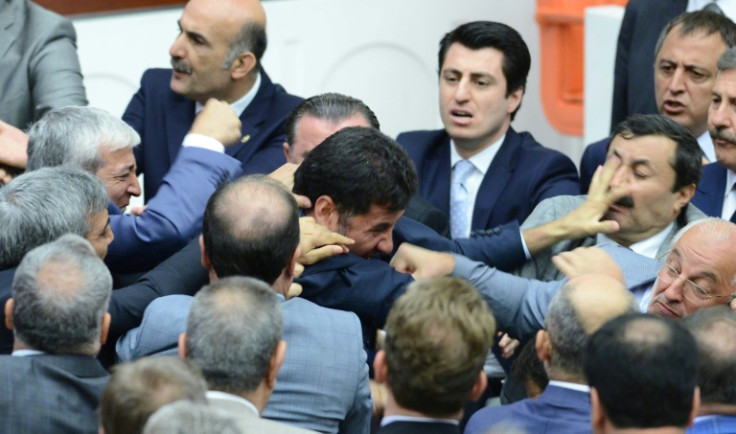 Ogan (C) once got involved in violent scuffles with AKP lawmakers in parliament