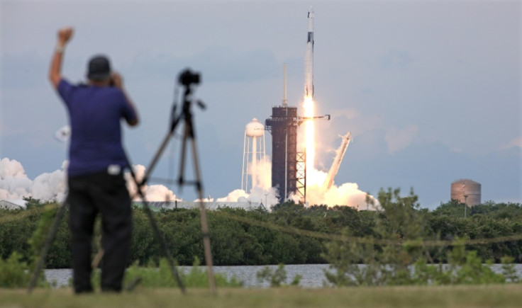 A SpaceX Falcon 9 rocket carrying the Axiom Mission 2 astronauts, including two from Saudi Arabia, lifts off from NASA's Kennedy Space Center in Florida on May 21, 2023, bound for the International Space Station