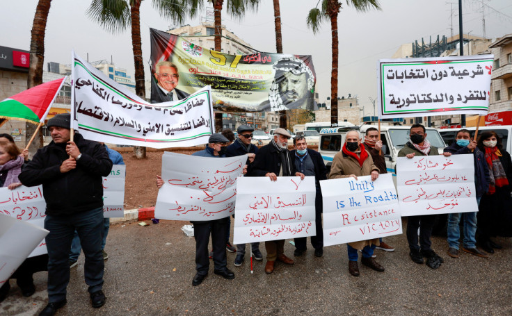 Protest against the meeting of Palestine Liberation Organization's Central Council, in Ramallah