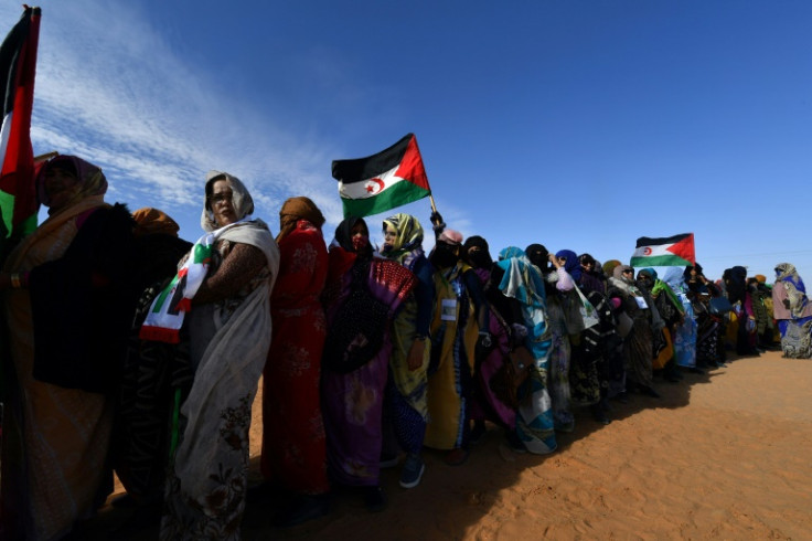 Sahrawis displaced from Morocco-controlled Western Sahara attend a Polisario congress in Algeria earlier this year