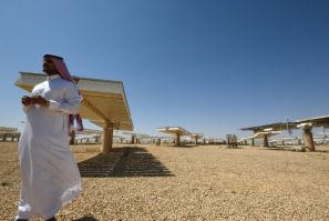 A solar plant north of Riyadh, Saudi Arabia -- renewable energy is used to create green hydrogen