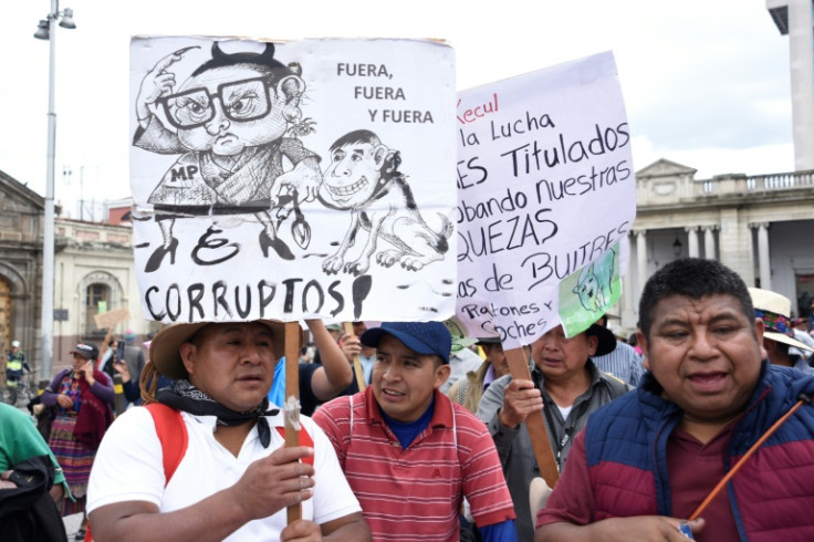 Protesters demanding the firing of Guatemala's judiciary leaders who they said were acting to block president-elect Bernardo Arevalo from taking office in January