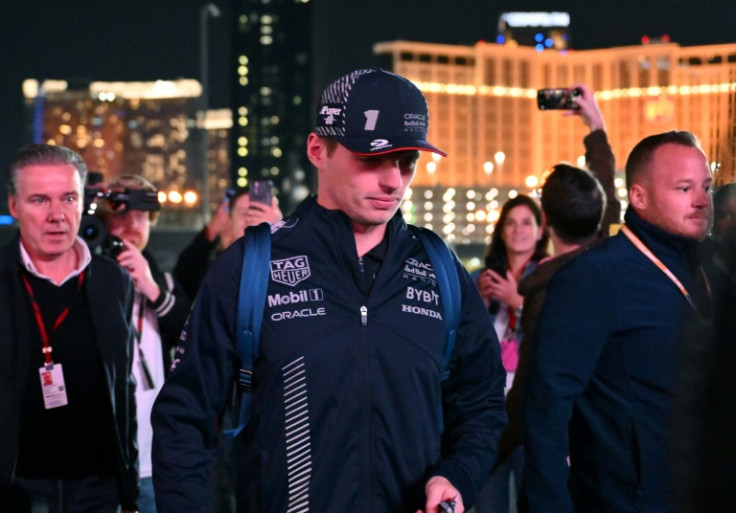 Red Bull Racing's Dutch driver Max Verstappen, Formula One's world champion, arrives for the first practice session of the Las Vegas Grand Prix on Thursday