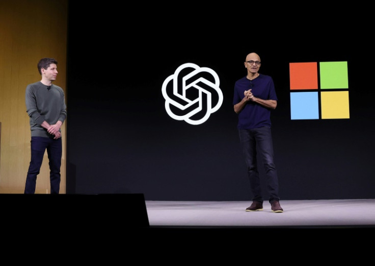 Microsoft CEO Satya Nadella, pictured right, hired Sam Altman, left, after his surprise ouster as head of OpenAI