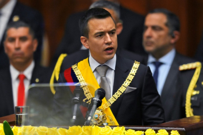 Ecuador's new President Daniel Noboa delivers his first speech after taking office
