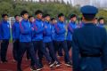 Shanghai Shenhua youth football players undergoing military training in 2018