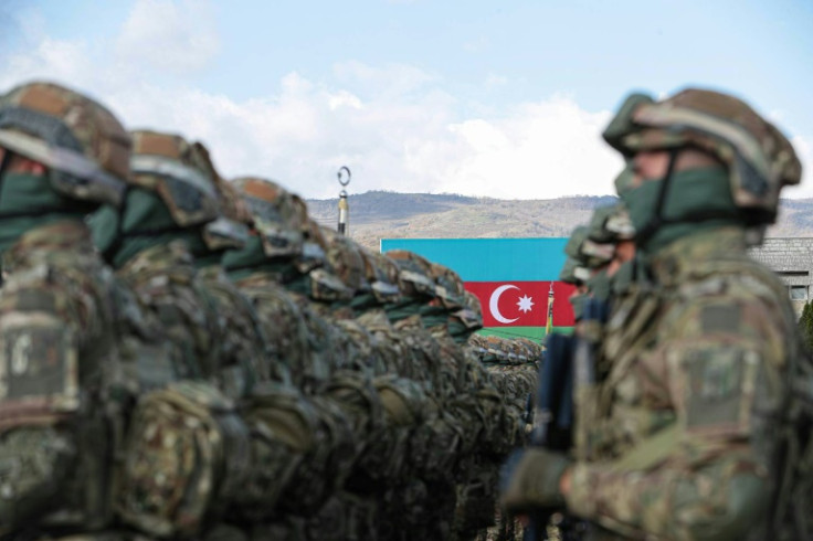 Azerbaijan holds a military parade in the town of Stepanaker (Khankendi), in Nagorno-Karabakh region in November 2023