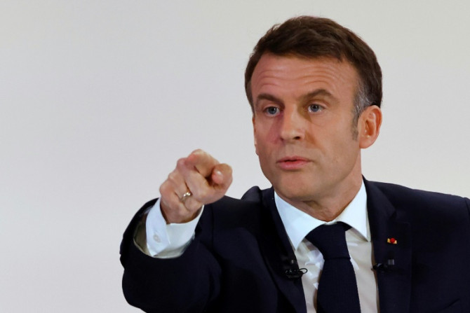 The event marked a rare news conference by Macron