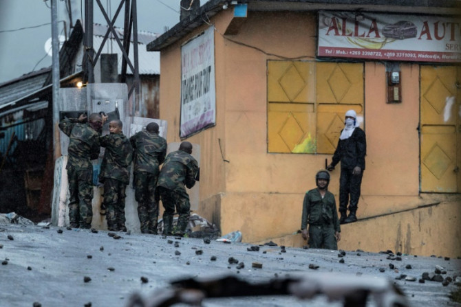 Comoros security forces faced off against angry youths in the streets of the capital Moroni after a disputed presidential poll