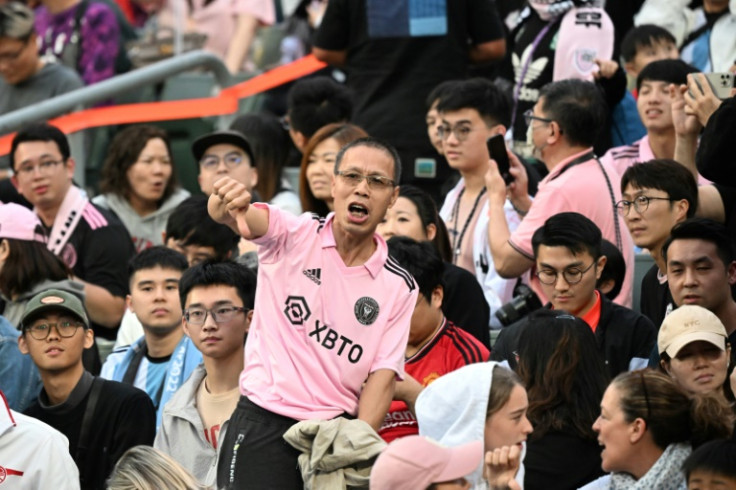 Enthusiasts who paid upwards of 4,800 Hong Kong dollars ($500) to see Messi chanted "Refund!" and gave thumbs-down signs