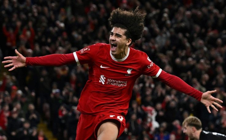 Liverpool's Jayden Danns, 18, celebrates scoring against Southampton in the FA Cup fifth round