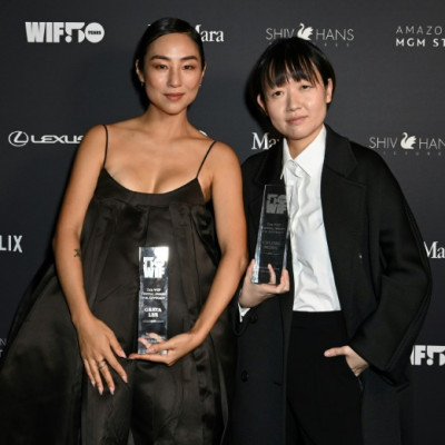 Greta Lee (L) plays the lead in director Celine Song's debut feature film 'Past Lives'
