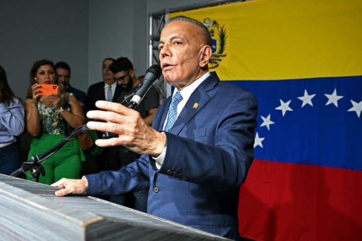 Opposition presidential candidate Manuel Rosales speaks during a press conference in Caracas on March 26, 2024