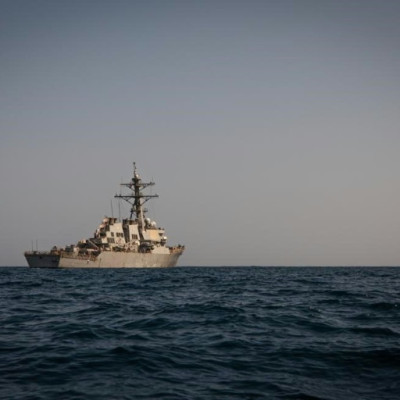 In this image obtained from the US Department of Defense, the Arleigh Burke-class guided-missile destroyer USS Carney in the Middle East region, on December 6, 2023