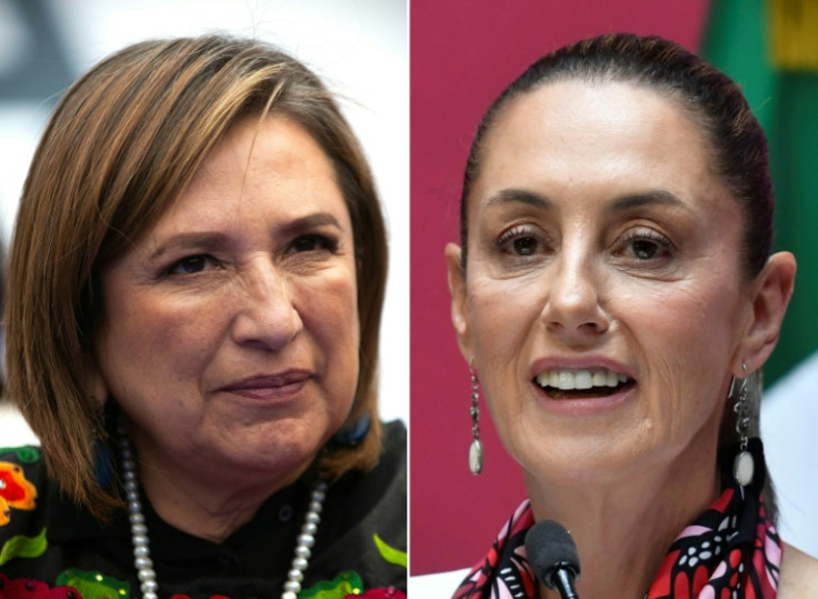 Opposition hopeful Xochitl Galvez (L) and ruling party candidate Claudia Sheinbaum (R) are the frontrunners in the race for the Mexican presidency