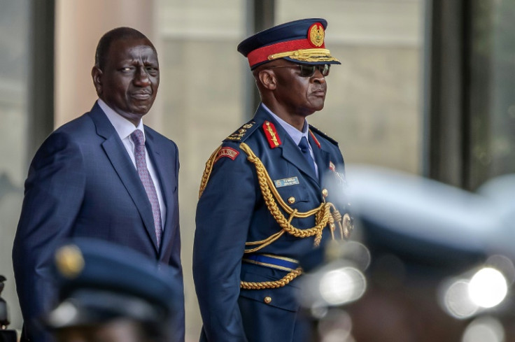 Kenyan President William Ruto (left) appointed General Francis Omondi Ogolla as defence chief a year ago