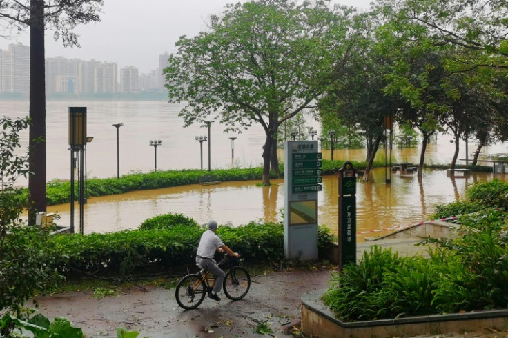 Heavy rains have hit southern China, prompting tens of thousands to be evacuated, including in Qingyuan (pictured)