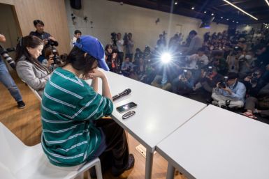 Min Hee-jin, famed superproducer and chief of ADOR, a powerhouse subsidiary of HYBE, attends a news conference denying breach of trust accusations