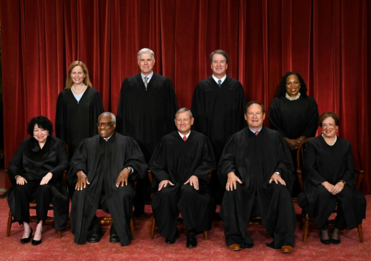 Justices of the US Supreme Court posing for their official photo