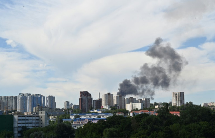 The photograph shows a black smoke over the Ukrainian capital of Kyiv on July 8, 2024, amid Russian invasion in Ukraine. Russia fired more than 40 missiles on five Ukrainian cities announced Ukrainian President on July 8, 2024.